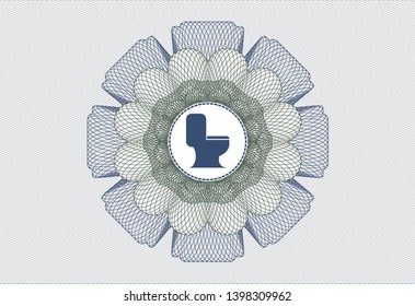 Blue and green abstract rosette with WC toilet icon inside