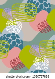 blue green abstract seamless pattern vector floral design primitive scandinavian
