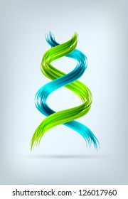 Blue and green abstract spiral looking like DNA sign. EPS10 vector.