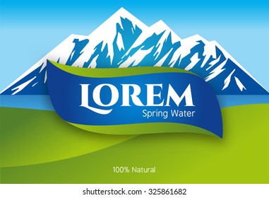 Blue Green abstract vector Mineral Bottled water logo design Label template