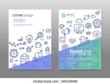Blue and Green Annual Report Brochure Flyer Design Template Vector, Leaflet Cover Presentation Abstract Flat Background, Layout in A4 Size