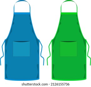 Blue and green apron, illustration, vector on a white background.