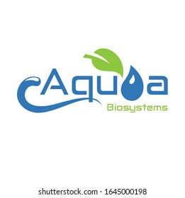 Blue and green 'Aquoa' Logo vector with dummy tagline and text  illustration suitable for food and drink or any bio organic based business.