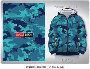 blue green army polka dot pattern design, illustration, textile background for sports t-shirt, football jersey shirt mockup for football club. consistent front view