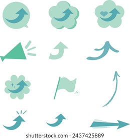Blue green arrow vector illustration icon set