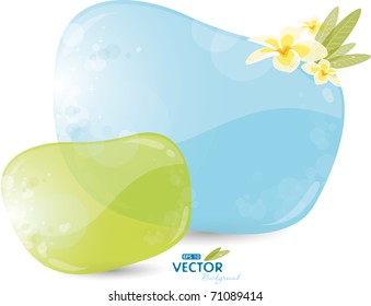 Blue and green background with frangipani, eps-10