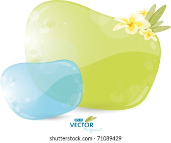 Blue and green background with frangipani, eps-10