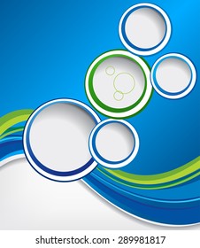 Blue and green background with wave - brochure design or flyer
