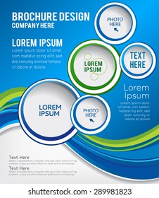 Blue and green background with wave - brochure design or flyer
