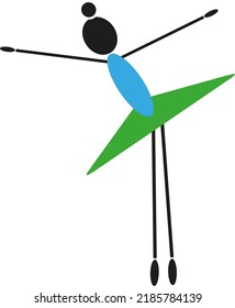 Blue and green ballerina, illustration, vector on a white background.
