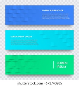 Blue and green banner design vector template. Modern horizontal web layout with tiled pattern texture background for website, leaflet, flyer backdrop