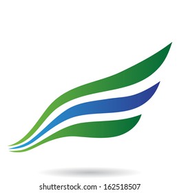 Blue and Green Bird Wing Abstract Icon