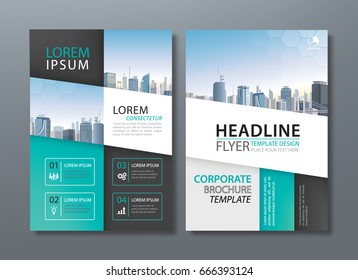 Blue green black Annual report brochure flyer design template vector, Leaflet, book cover templates, layout in A4 size.