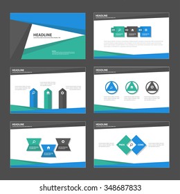 Blue Green Black presentation template Infographic elements flat design set for brochure flyer leaflet marketing advertising