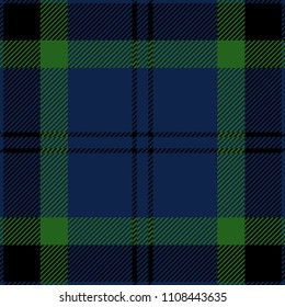 Blue, Green And Black Tartan Plaid Scottish Pattern