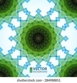 Blue and green blended transparent rectangles on light blue background seamless pattern. RGB EPS 10 vector illustration