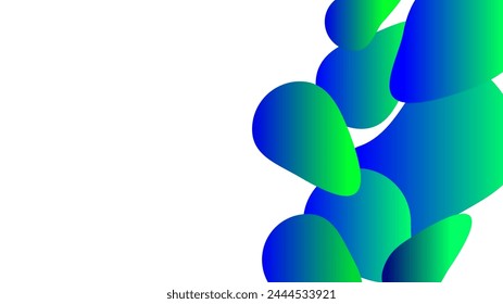 Blue green blob shapes abstract presentation white background