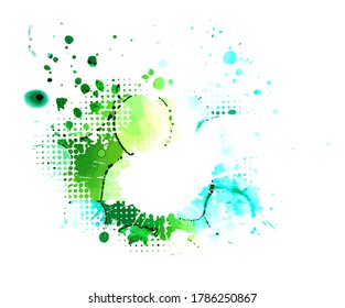 Fondo de manchas azules y verdes. Marco de texto de la ranura. Textura gruesa. Diseño sucio de tinta de arte. Borde para la forma artística, elemento pincel. Ilustración del vector