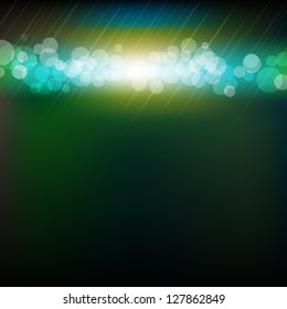 Blue And Green Bokeh With Blur With Gradient Mesh, Vector Illustration