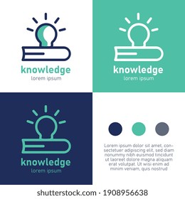 Blue and green book logo on white background : Education concept vector