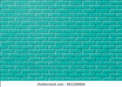 Blue green brick texture. Teal wall background. Light green color background stone wall. Urban cyan texture. Vector