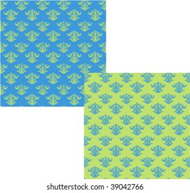Blue Green Brocade, Seamless Pattern