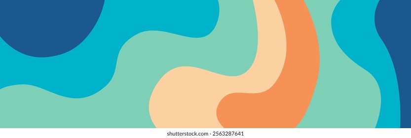 Blue, green, brown and dark blue gradient background. organic shape. abstract background. vector geometric elements. Blue, green, brown and dark blue wave background. colorful wallpaper.