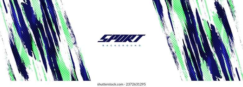 Blau-grüner Hintergrund mit Halftone-Effekt einzeln auf weißem Hintergrund. Sporthintergrund mit Grunge-Stil. Scratch- und Texturelemente für Design