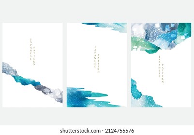 Blue and green brush stroke texture with watercolor painting texture background in vintage style. Abstract art landscape art banner design vector.