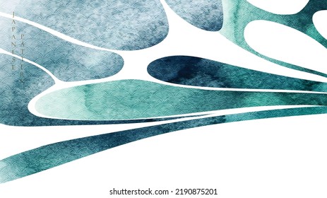 Blue and green brush stroke texture with Abstract art landscape art banner design with watercolor texture vector. Butterfly wing element concept.
