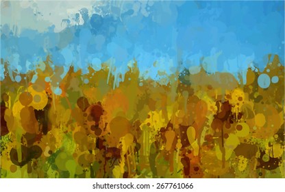 Blue and green brush strokes background. Vector version