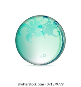 Blue green bubble with abstract drawing inside. Shiny bubble logo creative. shiny colorful logo. vector illustration of bubble. glossy ball on white background. 3D logo for your business company 