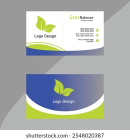 "Blue and Green Business Card Design: A Modern, Professional Identity with a Fresh and Vibrant Touch"