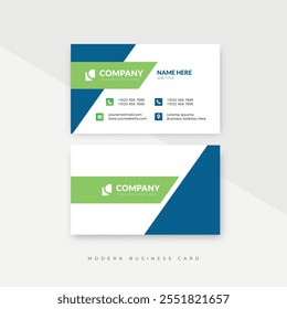 blue green business card template vector