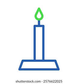 Blue and Green Candle Icon on a White Background