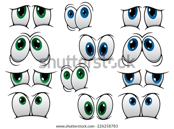 Blue Green Cartoon Eyes Expressing Variety Stock Vector (royalty Free 