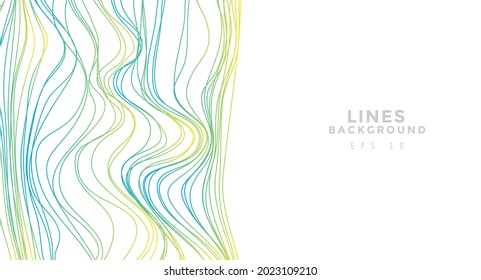 Blue and green chaotic lines background. Hand drawn lines. Tangled chaotic pattern. Vector illustration.