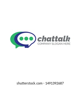 blue and green chat talk logo. app chat talk bubble logo icon vector template.