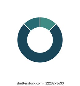Blue green circle chart infographic template with 3 options or steps for presentations, advertising, layouts, annual reports. Vector illustration isolated on white background.