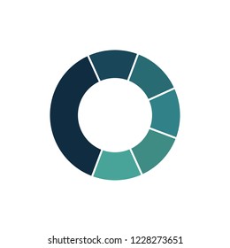 Blue green circle chart infographic template with 6 options or steps for presentations, advertising, layouts, annual reports. Vector illustration isolated on white background.