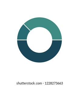 Blue green circle chart infographic template with 3 options or steps for presentations, advertising, layouts, annual reports. Vector illustration isolated on white background.