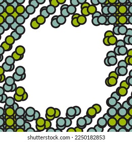 Blue and green circle dots frame. Vector illustration.