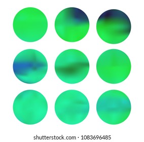 Blue and green circle gradient set with modern abstract backgrounds. Colorful fluid covers for calendar, brochure, invitation, cards. Template with round gradient set for screens and mobile app.