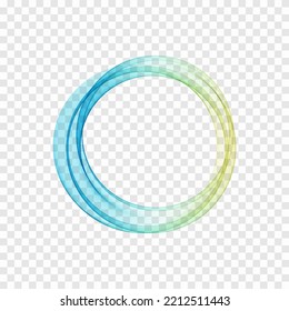 Blue, green circle. Transparent abstract lines in a circle. Banner design