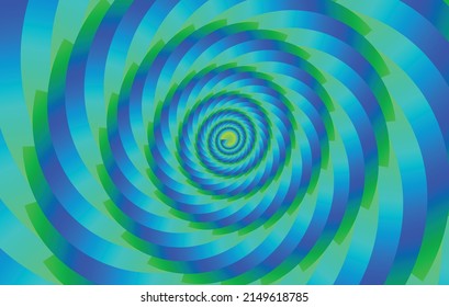 Blue green circular motion blur moving spin spiral optical illusion vector illustration