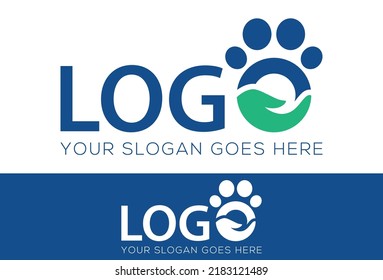 Blue and Green Color Hand Paw Animal Logo Design