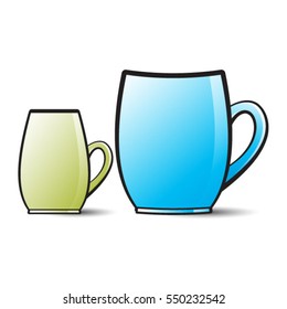 blue & green color mug-vector drawing