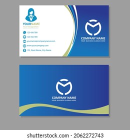 Blue and green color two sided business card design