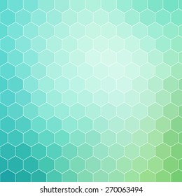 Blue Green Colored Hexagon Pattern Background With White Outline