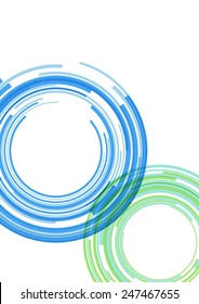 blue and green concentric circles template folder flyer. vector illustration